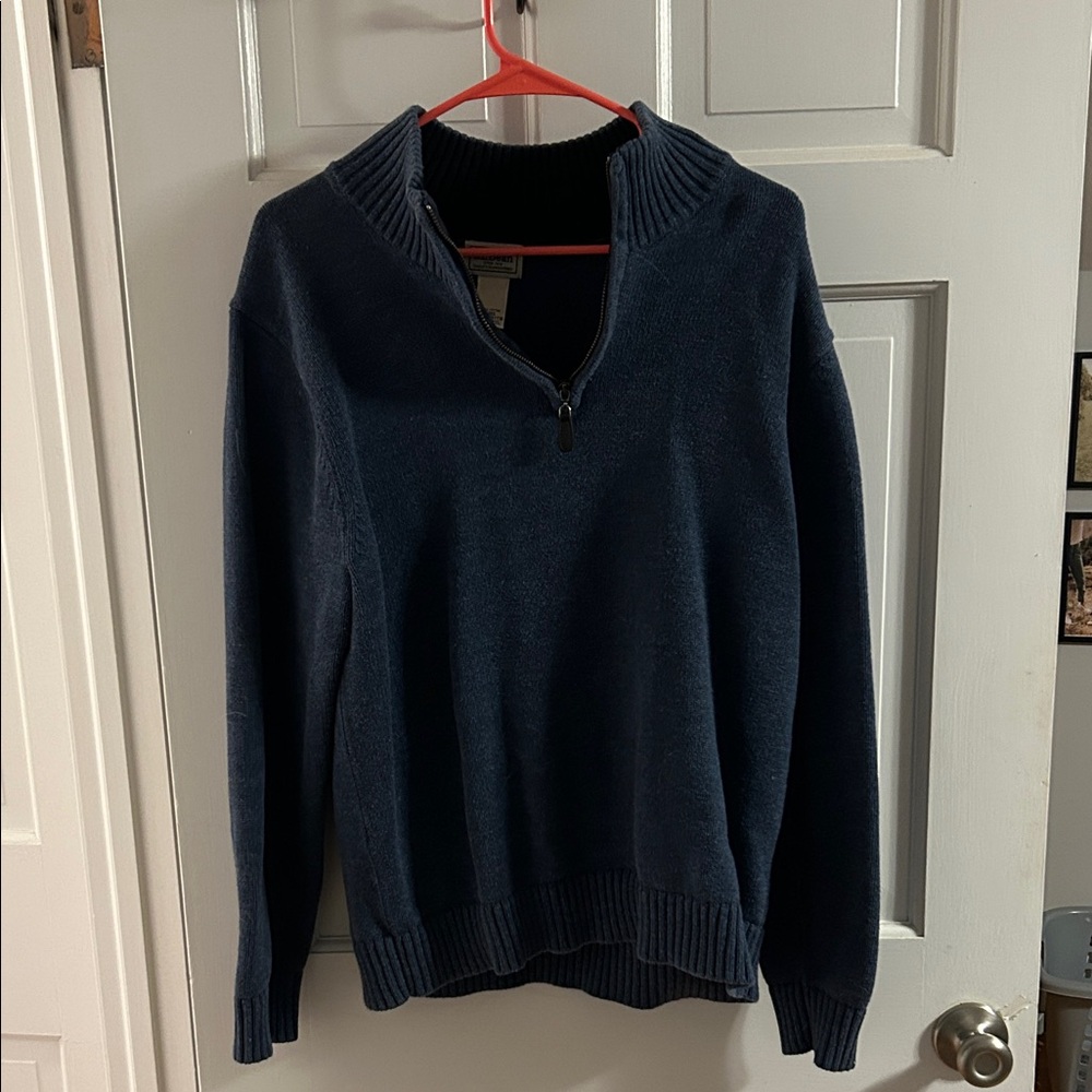 L.L. Bean Men's Dark Blue Zip-Up Sweater
